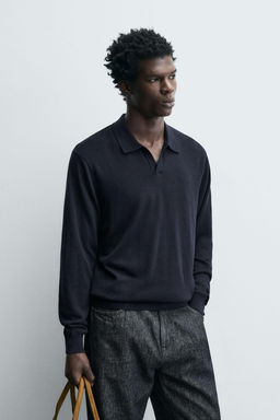 WOOL/SILK KNIT POLO SHIRT - Zara фото 2