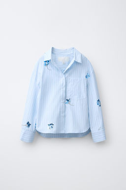 CAMISA Y TOP RAYAS FLORES LENTEJUELAS / Azul - Zara фото 2