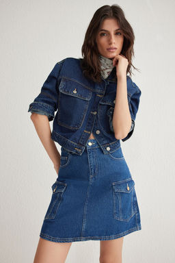 TRENDYOLMILLA Mavi More Sustainable Kargo Cep Detayl? Mini Denim Etek TWOSS25ET00007 фото 2