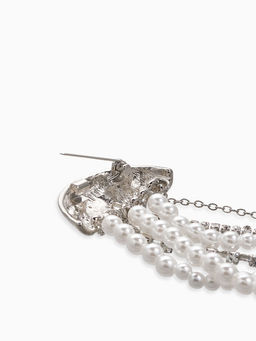 Брошь «Медуза», цвет белый в серебре