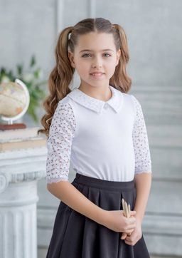 Твилла, блузка трикотажная белый/128-64-57