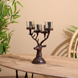 Подсвечник на 4 свечи «Олень», 26×13×30 см, алюминий