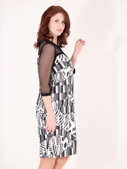 Авангардное дизайнерское платье с рукавами из сетки - Almond фото 4