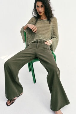 JEANS Z1975 WIDE LEG TIRO ALTO FLUIDO / Khaki - Zara фото 3