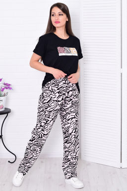 Пижама женская 5-327 (черный зебра)
