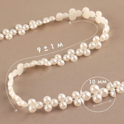 Жемчуг на нитях, плоский, 10 мм, 9±1 м, белый