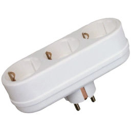 Цена за 2 шт. Тройник Toker 3L3 10/16A с/з плоский белый