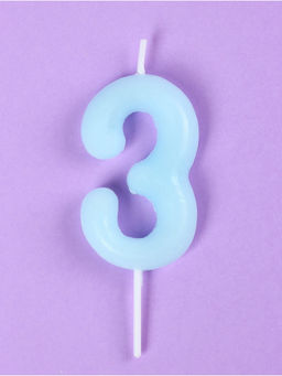 Цена за 3 шт. Свеча в торт «Цифра 3», светящаяся голубая, 9 см