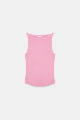 TOP HALTER RIB EFECTO LAVADO / Rosa - Zara фото 5
