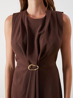 Bisiklet Yaka B?zg?l? Krep Elbise