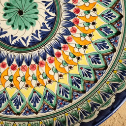 Ляган узбекский Риштанская Керамика «Узоры», d=37 см, синий