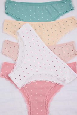 Pembe-Cok Renkli 5li Suprem Kalp Desenli Brazilian Kulot THMSS26KU00023