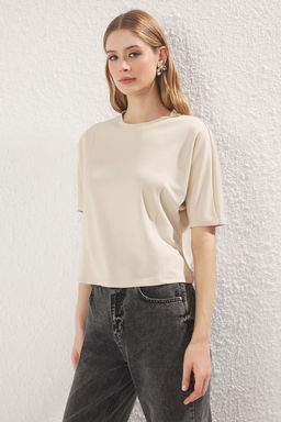 Lila Relaxed/Rahat Kal?p Crop Esnek Orme Bluz TWOSS25BZ00403 - Trendyolmilla фото 6