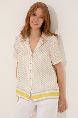 U. S. Polo Assn Женская рубашка цвета хаки с коротким рукавом