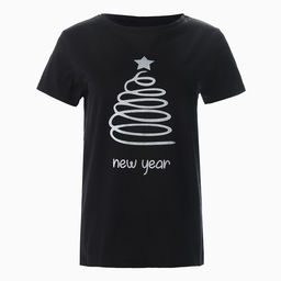 Футболка женская новогодняя «Ёлка», цвет чёрный, размер 46