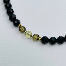 Бусы из золотистого Обсидиана и лимонного Кварца 40 см +