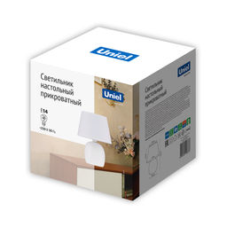 UML-B304 E14 WHITE Светильник настольный декоративный под лампу Е14, 40W. Механический выключатель. Белый. ТМ Uniel - Volpe фото 3