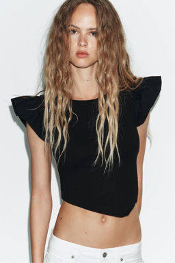 SHORT SLEEVE T-SHIRT WITH RUFFLES - Zara фото 14