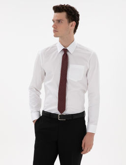 Beyaz Regular Fit Uzun Kollu Cepli Klasik G_mlek