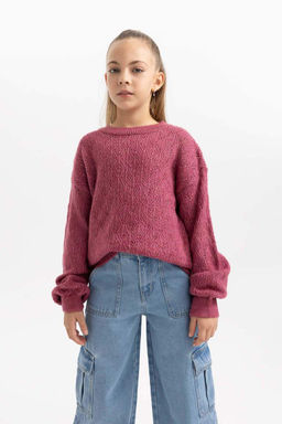 Свитер с круглым вырезом для девочек - Defacto фото 7