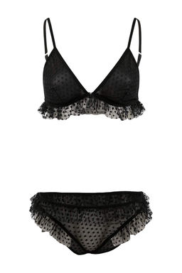 Siyah Tul Puantiyeli F?rf?rl? Kaps?z Ic Camas?r? Tak?m? THMSS26CC00002 - Trendyolmilla фото 3