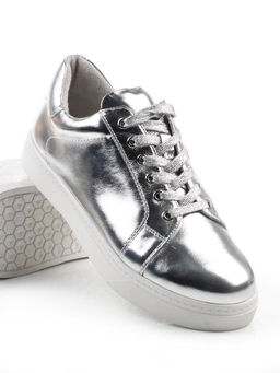 03-C1-1C GREY/SILVER Полуботинки спортивные женские (натуральная кожа)