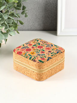 Шкатулка для украшений «Цветочная», пробка, кожзам, 10×10×5 см