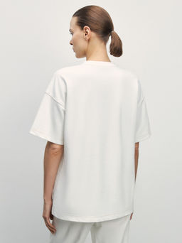 Футболка из плотного хлопка с контрастными швами / Zarina  фото 5