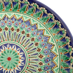 Ляган узбекский Риштанская керамика «Узоры», для плова, d=36 см, синий