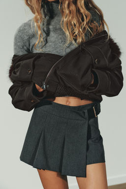 DETACHABLE COLLAR FAUX SUEDE JACKET - Zara фото 3