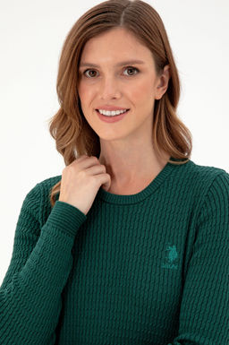 Женский темно-зеленый базовый свитер Неожиданная скидка в корзине - U.s. polo assn фото 2