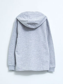 Kap??onlu Bask?l? Uzun Kollu Erkek ?ocuk Fermuarl? Sweatshirt - Waikiki фото 2