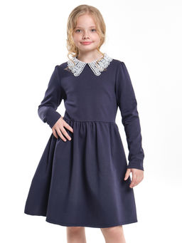 Платье школьное с белым воротником UD 6713 синий - Mini maxi фото 6