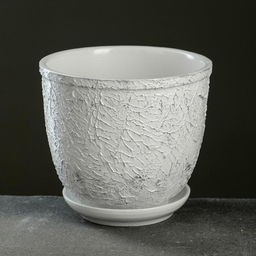 Горшок для цветов «Белое серебро», 1.8 л, d=15.6 см, h=14.4 см, керамика, с поддоном, белый