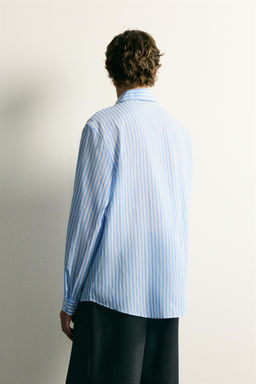 CAMISA FLUIDA RAYAS BOLSILLOS / Azul / Blanco - Zara фото 3