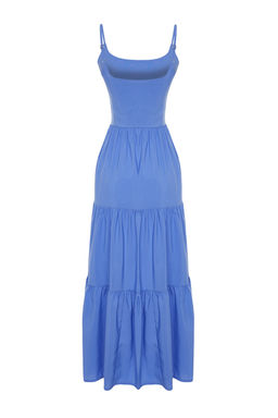 TRENDYOLMILLA K?rm?z? Etegi Belden Ac?lan Pamuk Kar?s?ml? Maxi Dokuma Elbise TWOSS24EL00386  фото 8