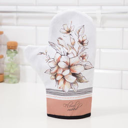 Цена за 2 шт. Варежка-прихватка Этель Floral mood 20×28 см, 100% хлопок, саржа, ватин 250 г/м²