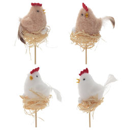 Изделие декоративное (вставка) Курочка/Петушок, L6 W5 H27 см, 2в.