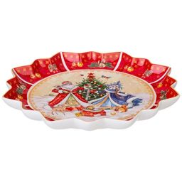 БЛЮДО LEFARD ДЕД МОРОЗ И СНЕГУРОЧКА 38 СМ КРАСНОЕ  фото 3