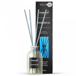 Ароматический диффузор 30мл "Imperial" 3,5х3,5х15см, настольный, стекло, палочки из микрофибры, парфюм, с пробником аромата, в коробке, "Medori" (Россия)