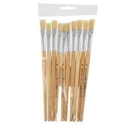 Цена за 10 шт. Кисть щетина № 11, плоская, ручка дерево (международный размер)