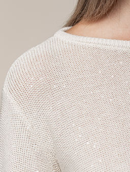 VILATTE / Джемпер из хлопковой пряжи с пайетками.  фото 2