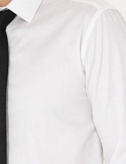Beyaz Slim Fit Uzun Kollu Basic G_mlek