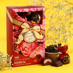 Подарочный набор Весенний день: чай 50 г, конфеты 100 г