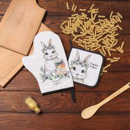 Набор кух. Доляна Сладкой жизни: варежка 20х28 см, прихватка 17х17 см, 35% хл, 65% пэ  фото 14