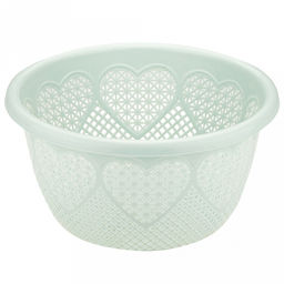"Домашняя мода" Корзина пластмассовая для хранения "Сердце" д22см h11,8см, с крышкой, мятный (Китай)