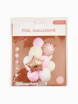 Воздушные шары "Розовые грани" фольга, латекс, набор 12 штук