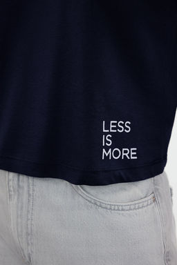 TRENDYOLMILLA Siyah %100 Pamuk Slogan Bask?l? Crop Bisiklet Yaka Orme T-Shirt TWOSS23TS00125  фото 15