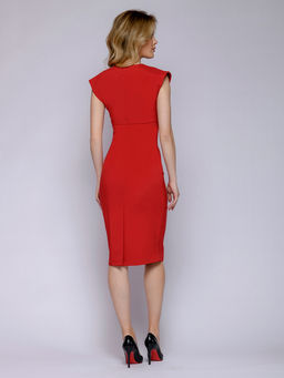 Красное платье-футляр с глубоким вырезом - 1001dress фото 3