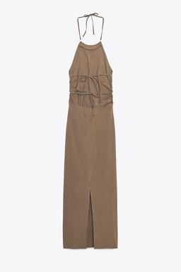 HALTER MIDI DRESS WITH DETAIL - Zara фото 12